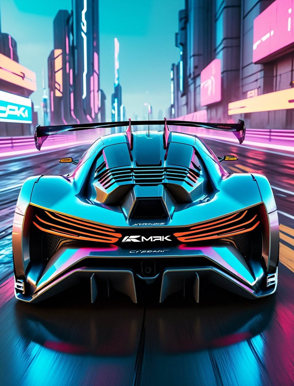 a cwide angle action shot of a futuristic race car with race livery car speeding in the streets of cyber city, , cyberpunk car, hyper-realistic cyberpunk style, futuristic product car shot, futuristic cars and mecha robots, 8k octane 3d render, cyberpunk 8 k, futuristic car, sci-fi car, 8 k octane detailed render, cyberpunk garage on jupiter, cyberpunk style , hyperrealistic, 8 k high detail concept art masterpiece, acurate, super detail, best quality, award winning, highres, 4K, 8k, 16k,cyberpunk style,Car,cyberpunk,c_car,H effect,TechStreetwear