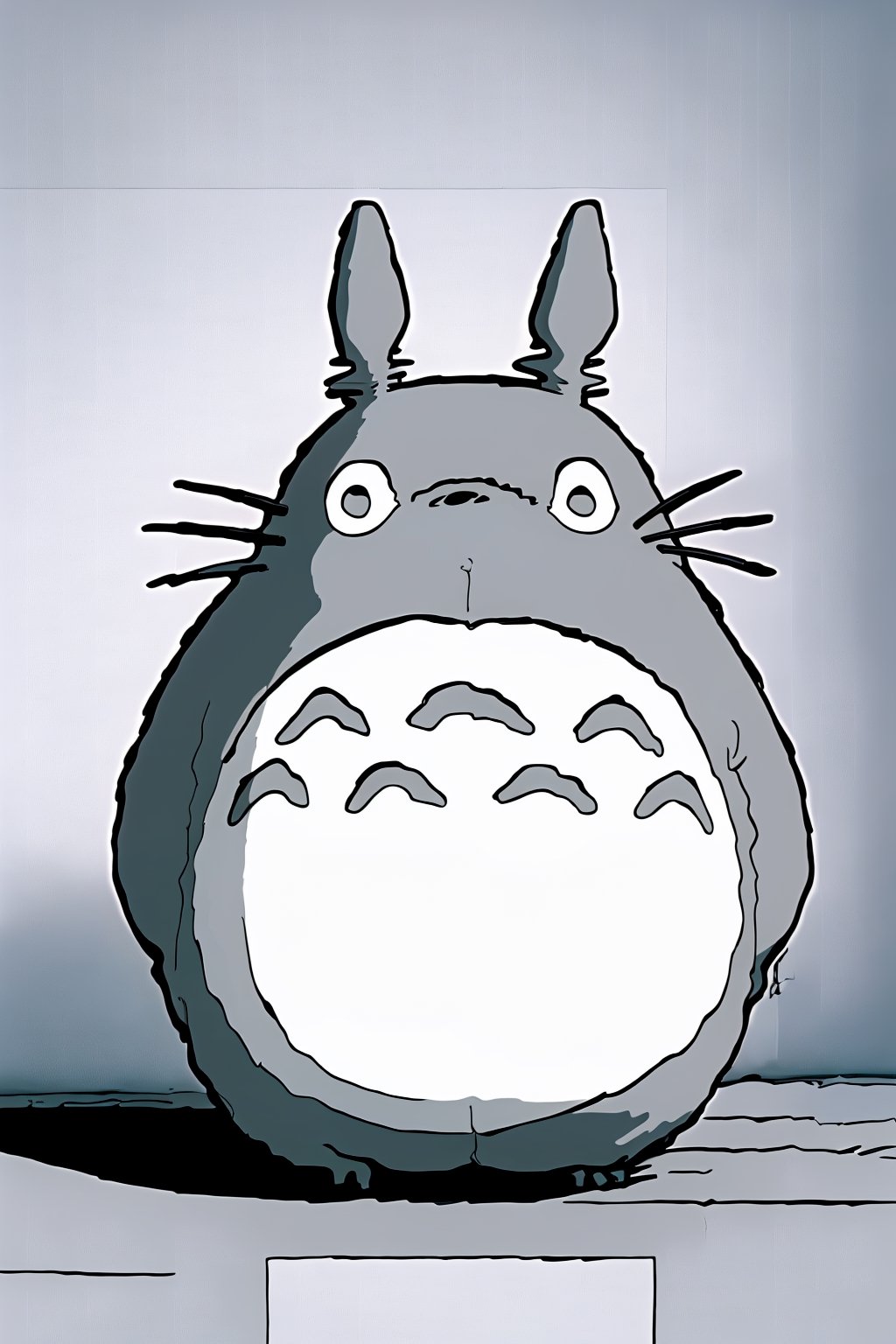 totoro,black and white