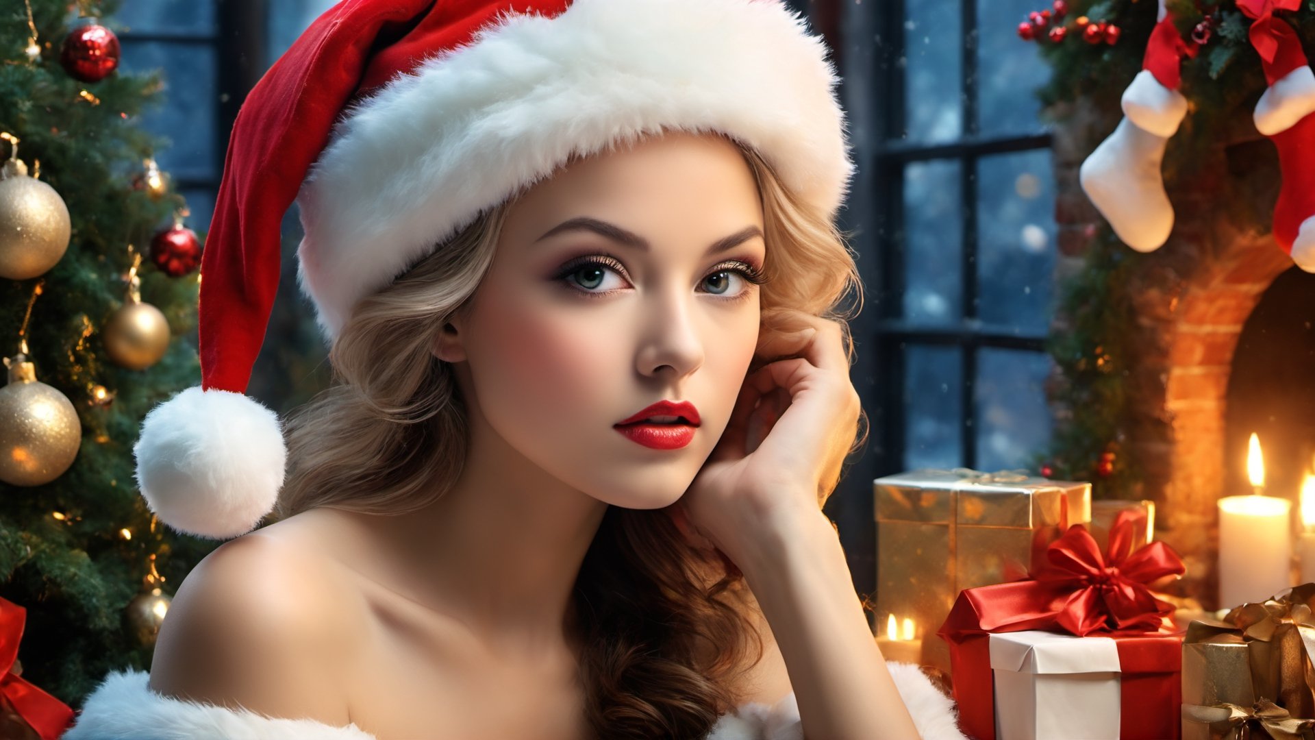 (christmas theme:1.5), (chirstmas scenely:1.5), (santa's beauty care theme:1.5), (face close_up portrait:1.3), (makeup santa:1.5), (Santa wearing makeup:1.5),(Gal Makeup:1.5),(lip gloss:1.5),(dark mascara:1.5),(dark eye shadow:1.5), (fantasy:1.5), (amazing:1.5), (fantastic:1.5), (santa's secret theme) , (digital anime illustration:1.5), (night:1.5), (night time:1.5), (symmetrical arrangement:1.5), (chirstmas illumination:1.5), (oil bottle:1.5), (mirror stand: 1.3), ( (shelf), (dim light: 1.5), (lotion bottle: 1.5), (virtual world: 1.5), (ultradetailed: 1.5), (hyper sharp:1.3),(best quality:1.3),(masterpiece:1.3), oil paint,christmas,ral -chrcrts,ink