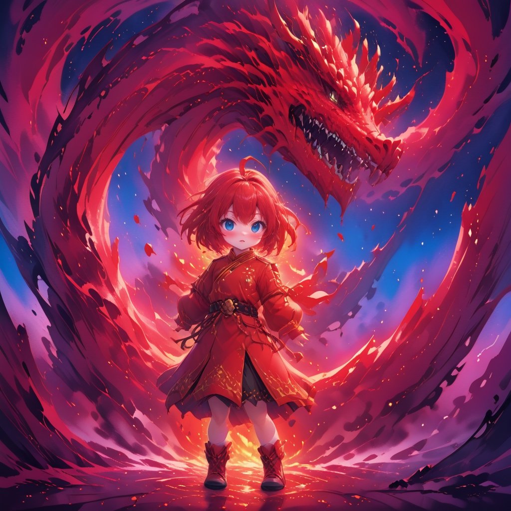 1dragon girl, wearing a red army costume with small gold detailed, watern dragon, starry sky,((centered image)) , fantasy, ,,,ani_booster,,,,painted world,,,<lora:659095807385103906:1.0>