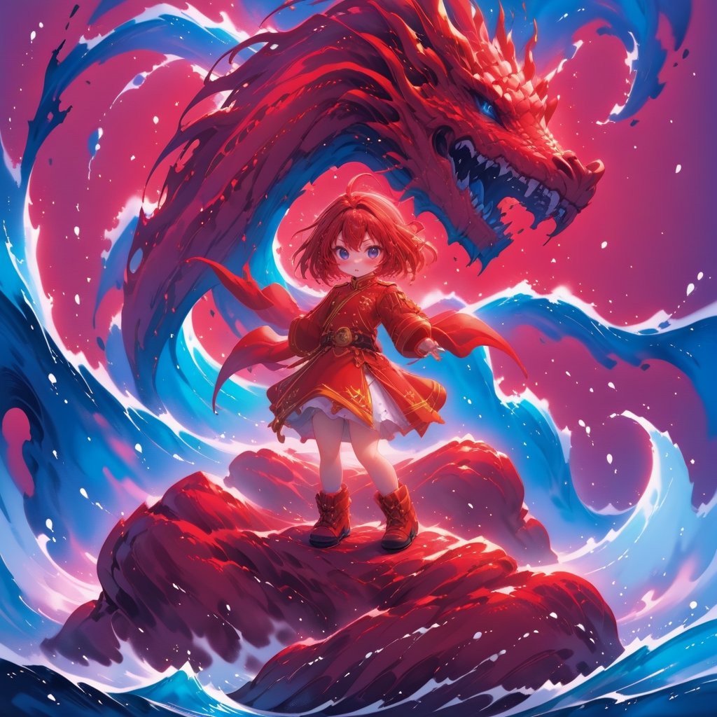 1dragon girl, wearing a red army costume with small gold detailed, watern dragon, on the sea, tsunami, water, wave, ,((centered image)) , fantasy, ,,,ani_booster,,,,painted world,,,,,,,,<lora:659095807385103906:1.0>,<lora:659095807385103906:1.0>