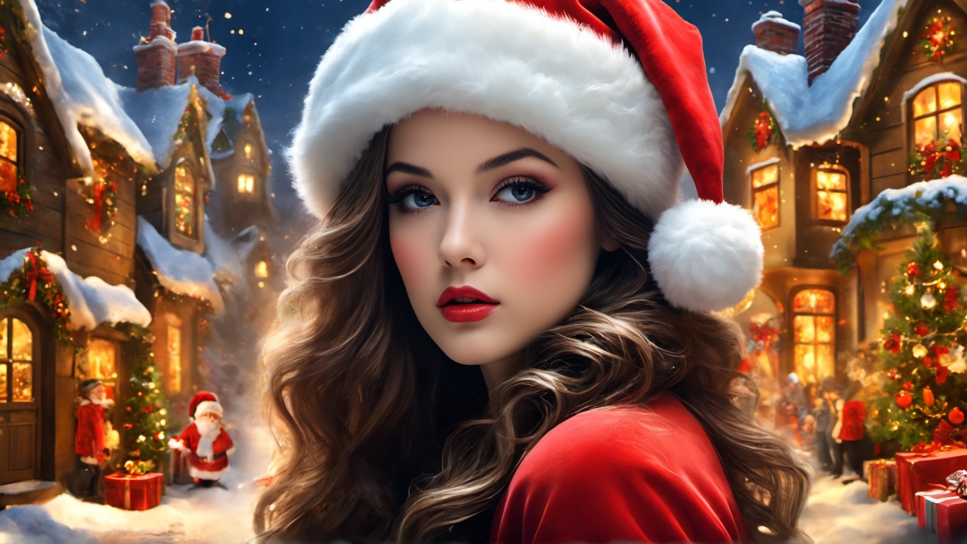 (christmas theme:1.5), (chirstmas scenely:1.5), (face close_up portrait:1.3), (full makuup santa:1.5), (Santa wearing makeup:1.5),(gal style:1.5),(dark mascara:1.5), (dark eye shadow:1.5),(gal makeup:1.5),(lip gloss :1.5), (fantasy:1.5), (amazing:1.5), (fantastic:1.5), (santa's secret theme), (digital anime illustration:1.5), (night:1.5), (night time:1.5), ( symmetrical arrangement:1.5), (chirstmas illumination:1.5), (oil bottle:1.5), (dressing table: 1.3), (shelf), (dim light: 1.5), (lotion bottle: 1.5), (virtual world: 1.5) , (ultradetailed: 1.5), (hyper sharp:1.3),(best quality:1.3),(masterpiece:1.3),oil paint,christmas,ral -chrcrts,ink