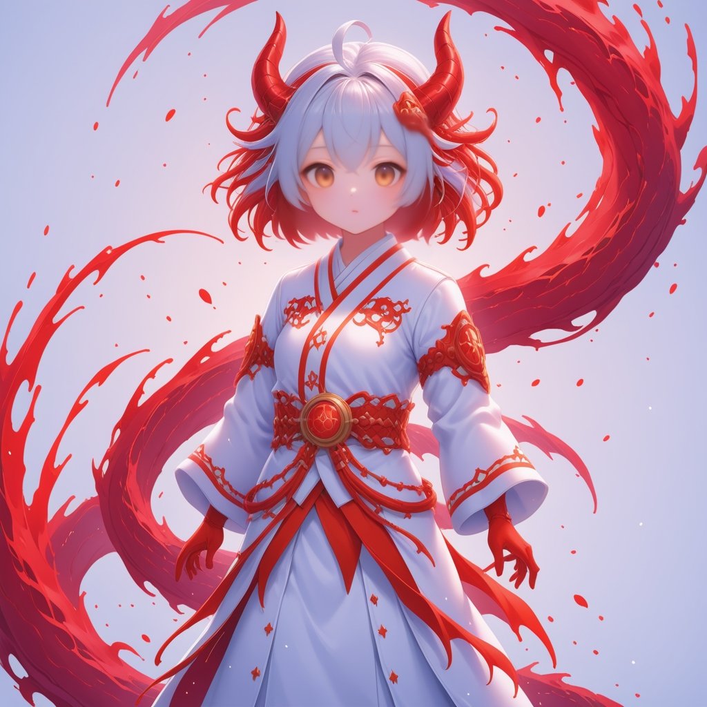 1dragon girl, wearing white over velvet coat, (white theme clothes), watern dragon, warm color theme, ((centered image)) , fantasy, ,,,ani_booster,,,,painted world,,,,,art_booster,,,<lora:659095807385103906:1.0>