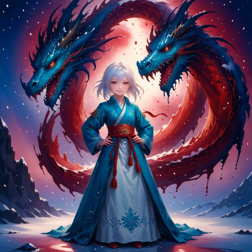 1dragon girl, wearing white over velvet coat, (white theme clothes), watern dragon, pastel color theme,snow,snowy,snowfall, ((centered image)) , fantasy, ,,,ani_booster,,,,painted world,,,,,art_booster,,,,,,,niji6,,,,3D MODEL,<lora:659095807385103906:1.0>