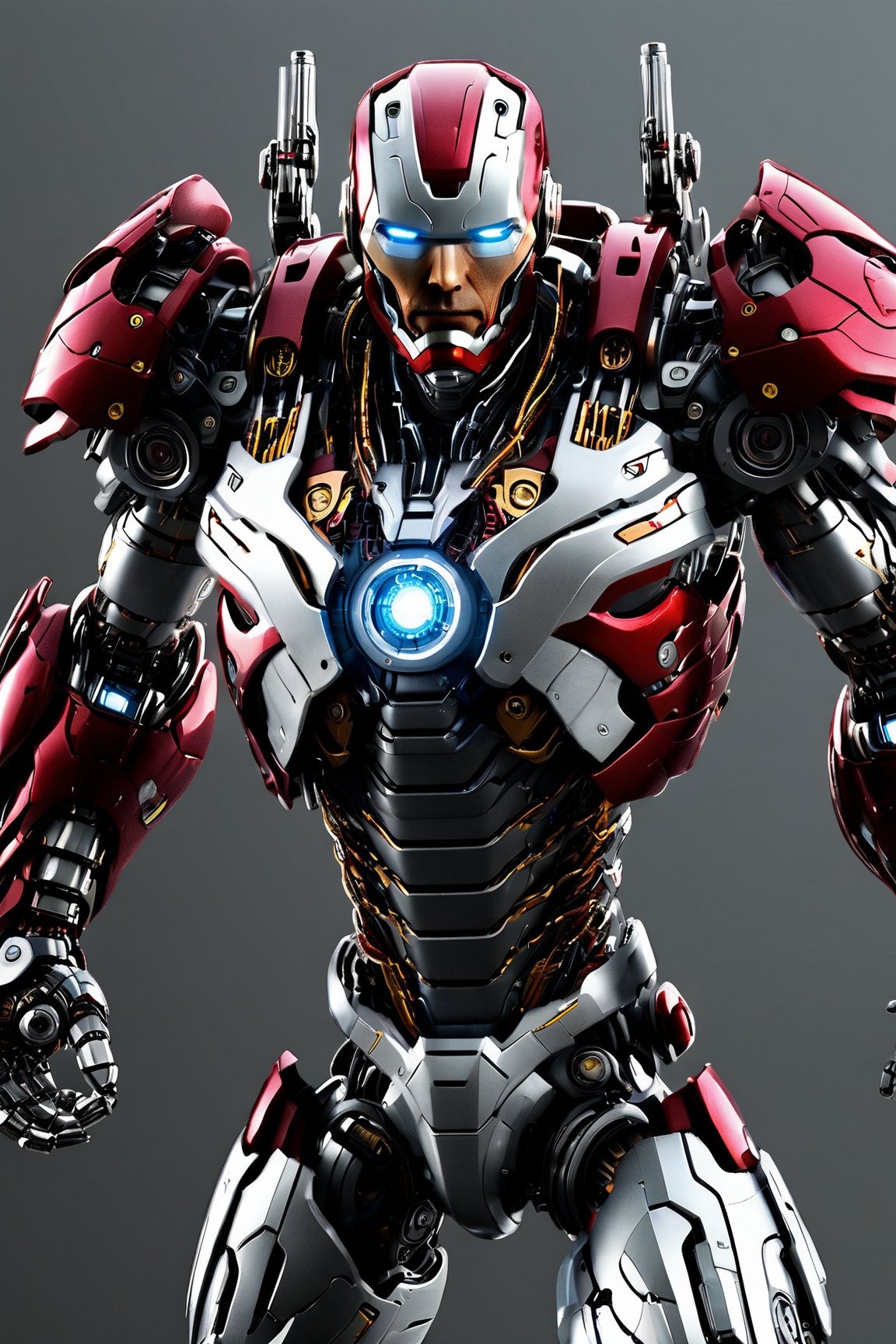 a bio mechanical cyborg Ironman, 3d style, cyborg style, Movie Still, Leonardo Style