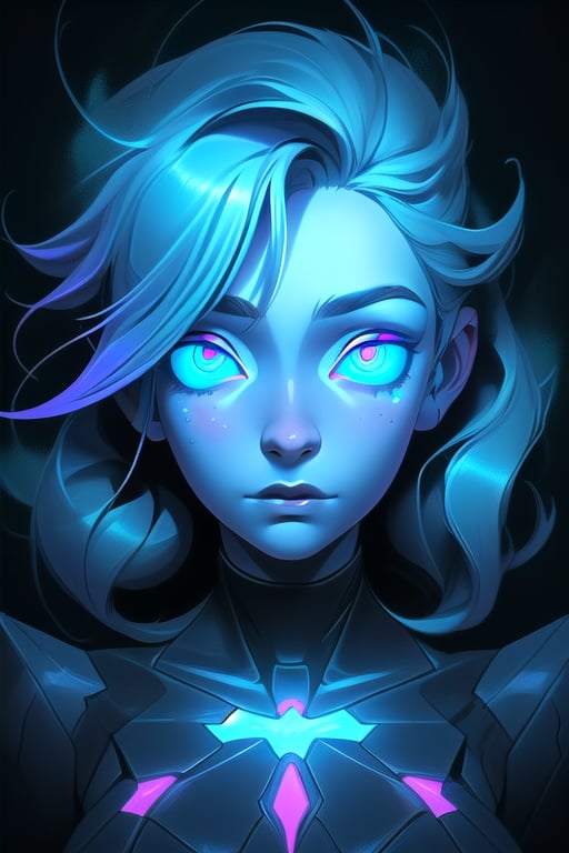 Astral form of curiosity, beautiful face, (detailed eyes:1.2), imagination, neon colors.
