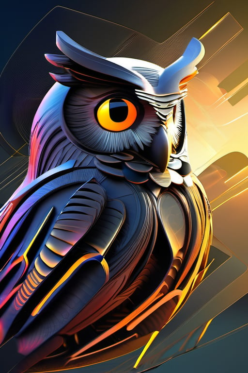 masterpiece, best quality, owl, flyin,midnight, hunting a snake abstract expressionism, 3d_render