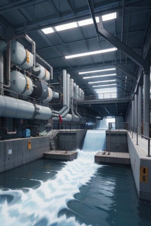 power generation, hydroelectric power plant, futur meccanic background 