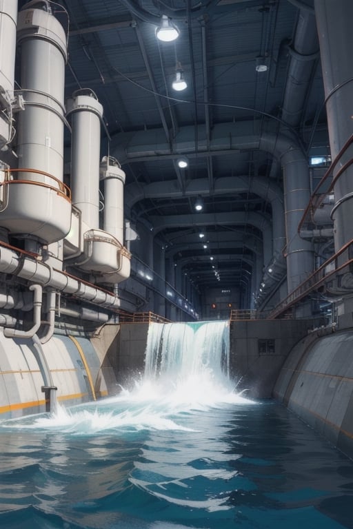 power generation, hydroelectric power plant, futur meccanic background 