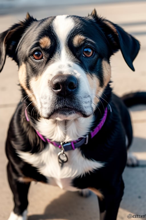 un perro gigante con ojos de color celestes,el perro  debe ser de color negro.