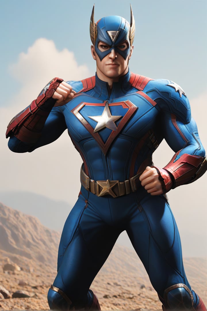 score_9,score_8_up,score_7_up, 3D fighting videogame render, 1man, captain america_(marvel), captain america helmet, captain america mask, holding a captain america shield, WWII war scene in the backround, source_marvel, source_DC, rating_safe, withoutLaw,more detail XL