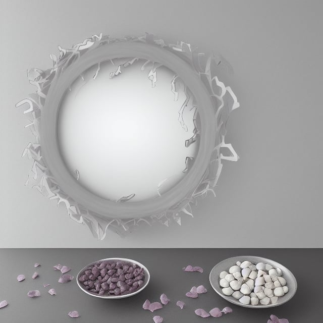 round frame, flowers (innocent grey), 