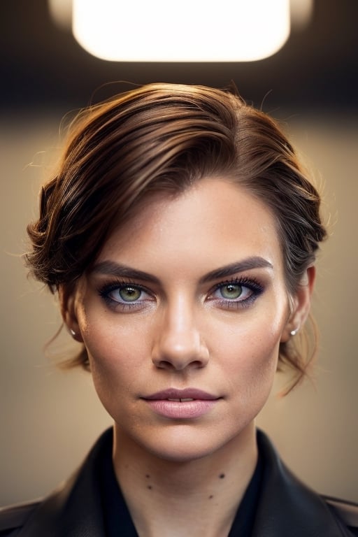 wo_lacohan01,  a (((Realistic))) Full Portrait Photo of a realistic woman in a dark theme,  simple background,  vogue,  focus,  confident,  staring,  smiling,  focused,  detailed eyes,  detailed face,  detailed pupils,  detailed iris,  detailed cheekbones,  detailed lips,  brown hair