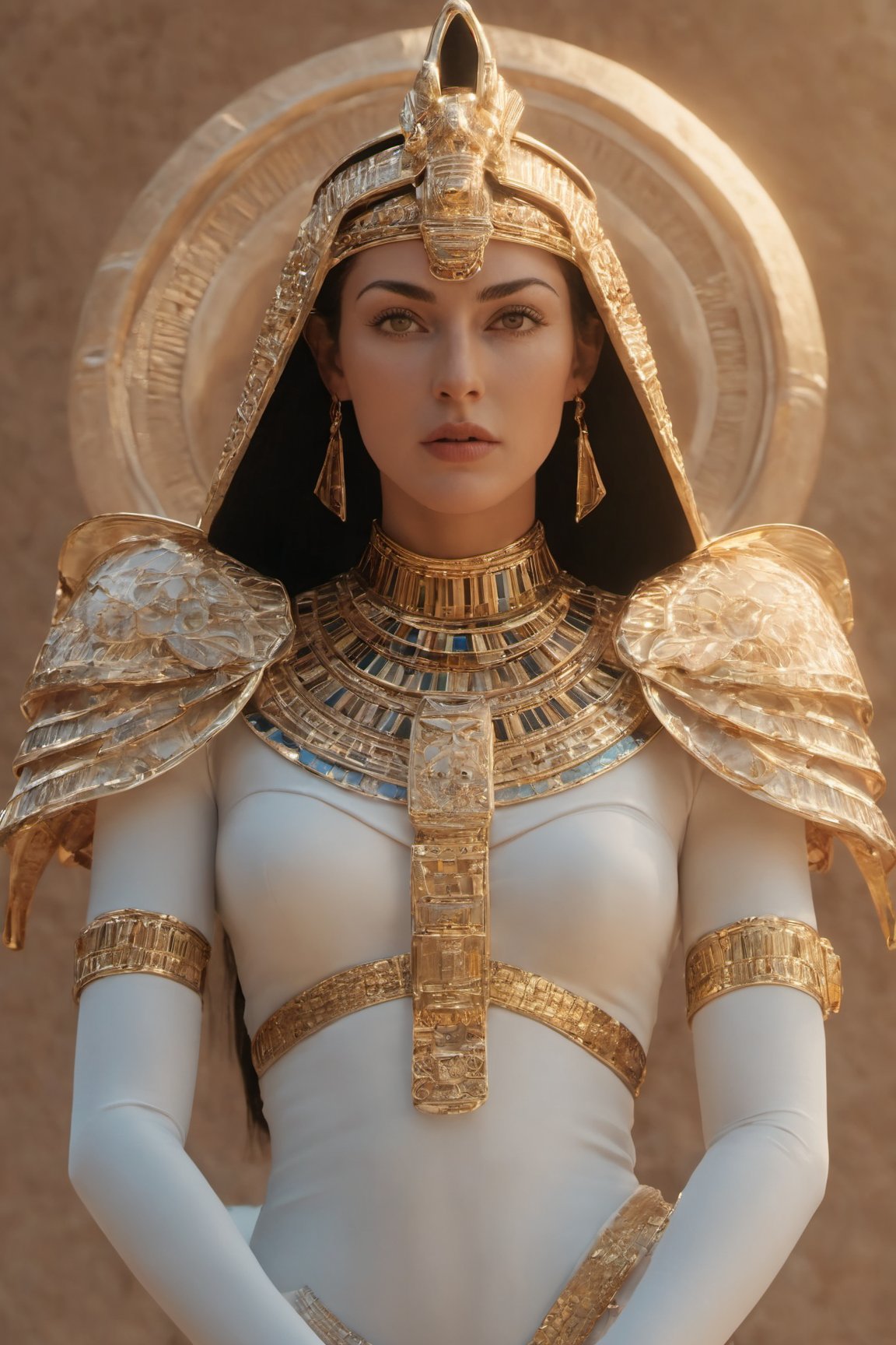 (in Egypt), (Pyramid Egypt behind), (pharaoh clothing), ((full body)), fire as part of human body, blonde_hair, nature, subsurface scattering, transparent, translucent skin, glow, bloom, Bioluminescent liquid,3d style,cyborg style,Movie Still,Leonardo Style, warm color, vibrant, volumetric light, xxmix_girl, Monica Bellucci, realistic skin:1.5, Coral,dfdd, translucent blooms, aw0k, floating bubbles, Floating:1.5, huayu, dancing, 6000, LostRuins, scenery