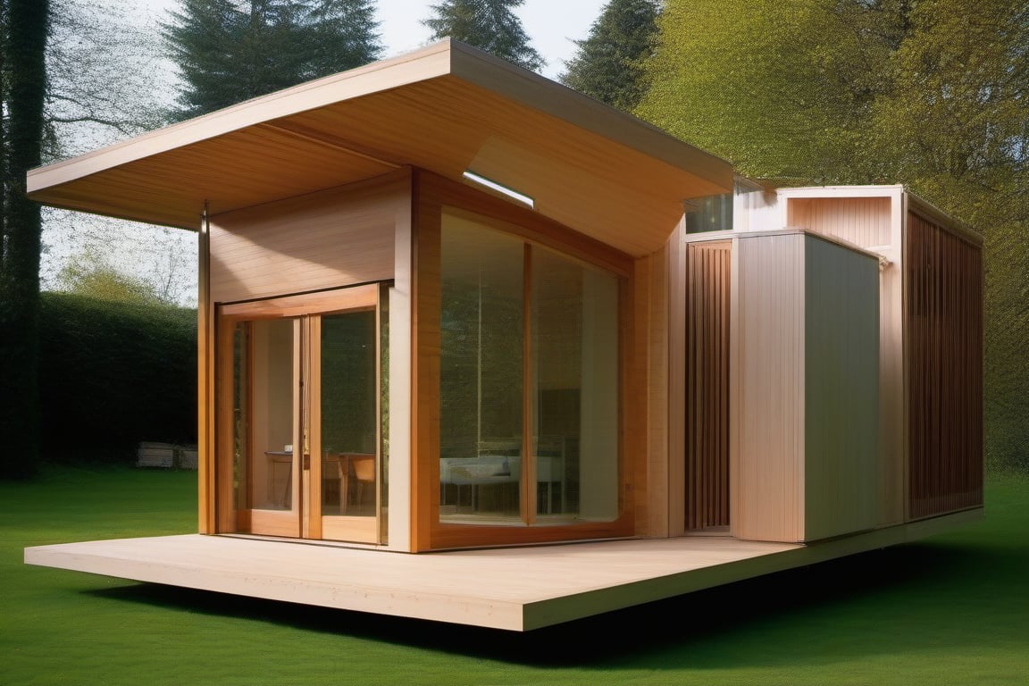 small house 3,8 meters wide by 8m long, built using harmonic geometry of fibonacci proportions and all functional services elements visible, in the quantum field, styled by renzo piano and richard rodgers, masterpiece, best quality, ultra realistic, 32k, RAW photo, high detailed ,photo r3al