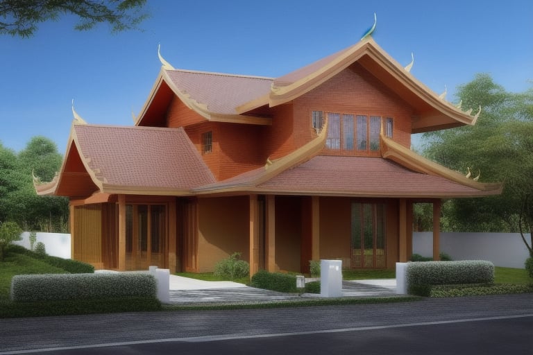 golden ratio
natural 
double storey house
single slope roof
thai lanna contemporary wood house
