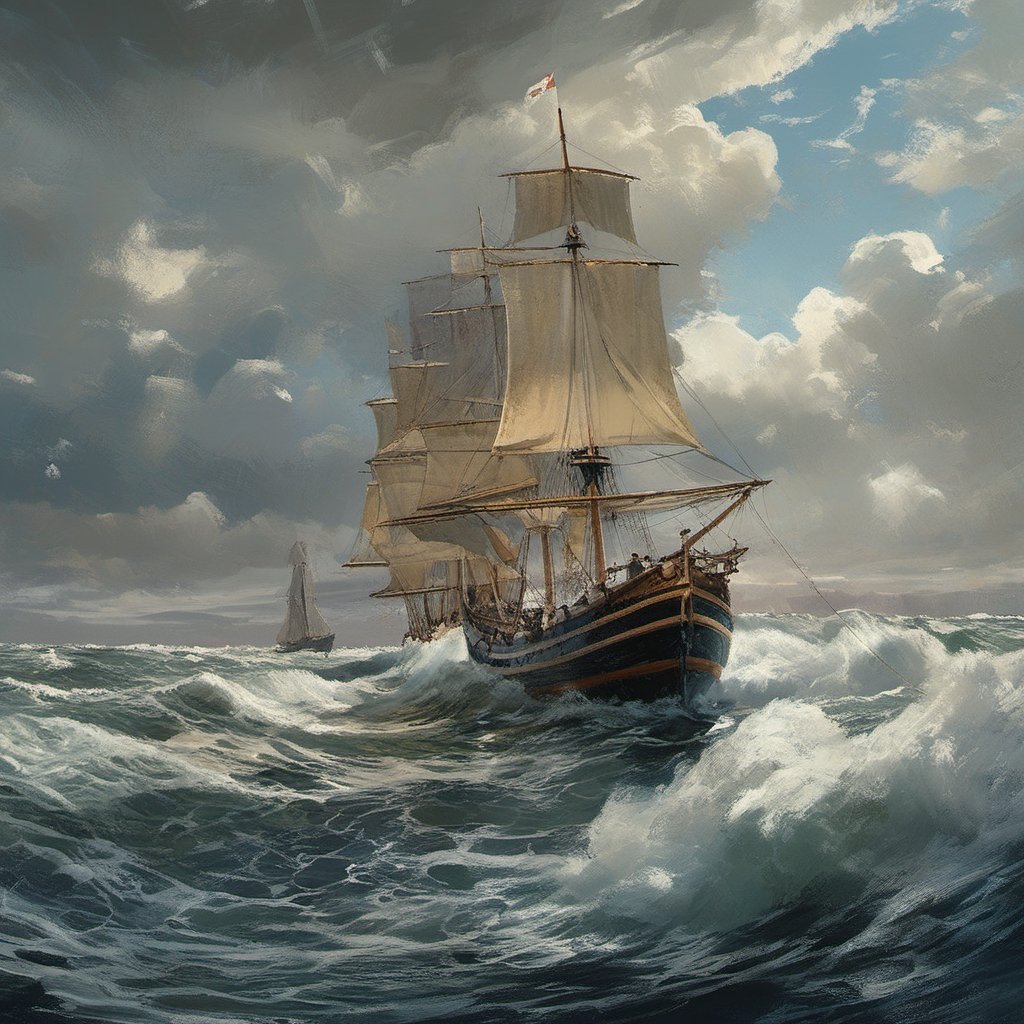 masterpiece, best quality, greg rutkowski, no humans, scenery, watercraft, cloud, sky, ship, outdoors, large waves, stormy, ocean, boat, building , very detailed, high resolution, sharp, sharp image, 4k, 8k,