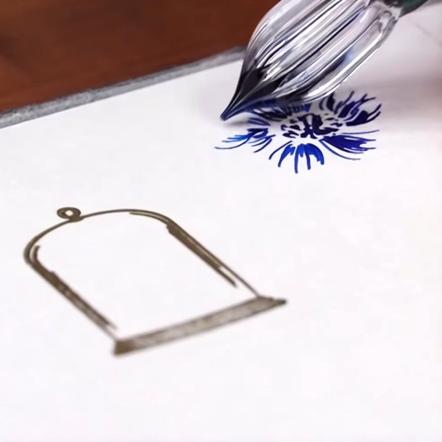 Masterpiece, high-definition animation, ultra-high-definition rendering, blue flower written with glass pen