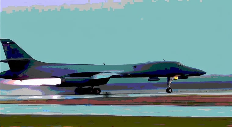 Masterpiece, high definition animation, ultra high definition rendering, B1 bomber taking off from the runway