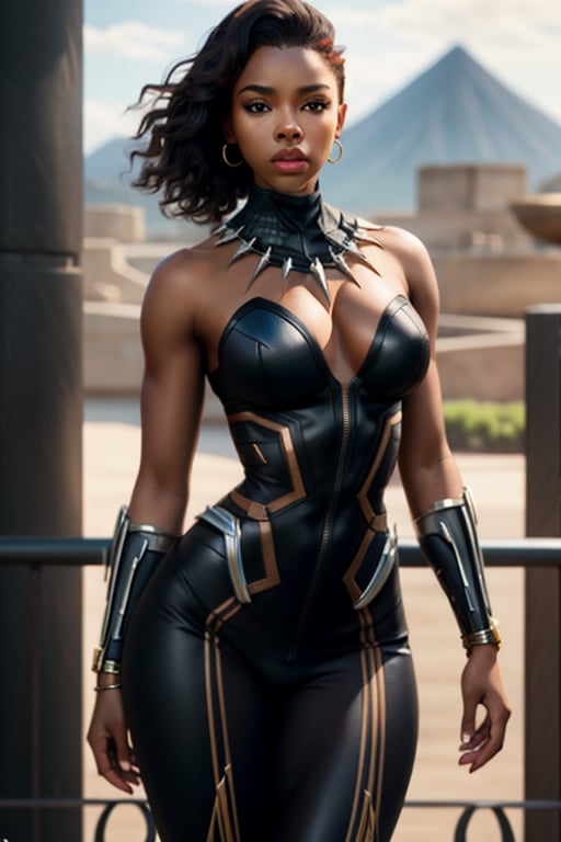 4k ultra hd Realistic externally master piece,  beautiful, (hour glass shape), perfect waist curve  , woman body, perfecteyes,  brown skin, female black panther 