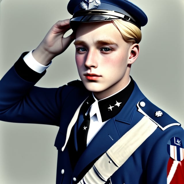 man 26  years old blonde  
 in american aviator's uniform WWI 1917