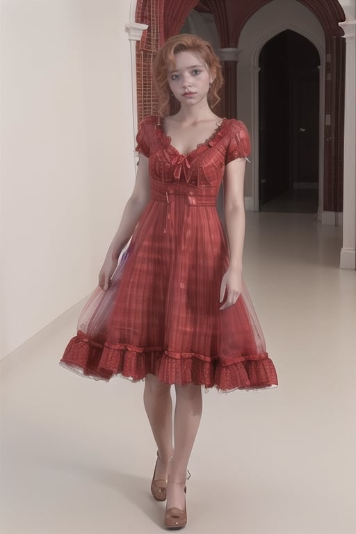 Mujer pelirroja con vestido rojo,3D MODEL,red dress,2.5~3D,(MakeMeUp)