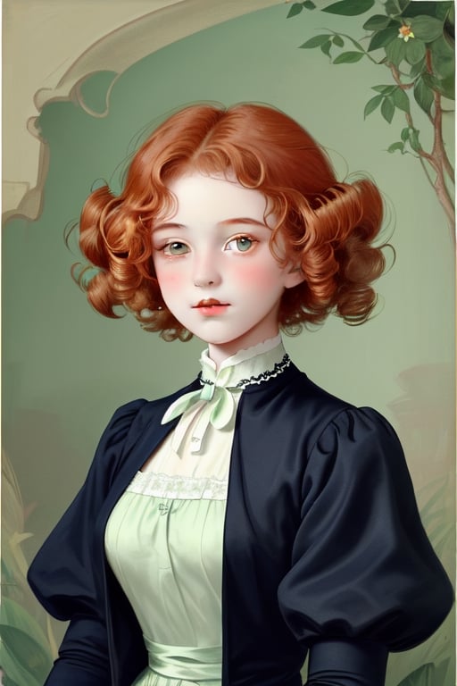 ginger 12 yo girl curly hair 1908 fashion