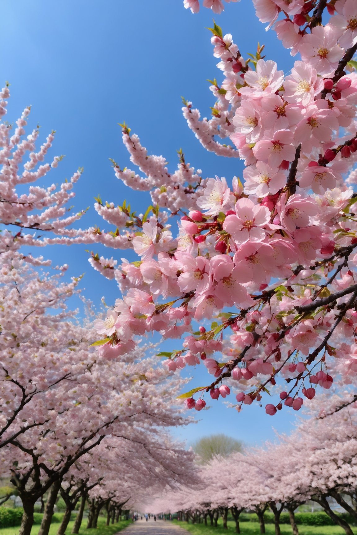 (best quality,4k,8k,highres,masterpiece:1.2),ultra-detailed,(realistic,photorealistic,photo-realistic:1.37),cherry tree,cherry flower,close up,macro photography,beautiful delicate cherry blossoms,vibrant pink petals,fragrant scent of cherry blossoms,subtle play of light and shadow on the tree branches,soft sunlight filtering through the cherry blossoms,captivating beauty of nature in full bloom,springtime serenity,peaceful atmosphere under the cherry tree,blossoming branches reaching towards the sky,fresh green leaves juxtaposed with the vibrant pink flowers,delicate details of the cherry petals,small insects buzzing around the flowers,pollen gently carried by the breeze,bees collecting nectar from the cherry blossoms,up-close view of the intricate flower structure,petals gently swaying in the wind,immersive experience of being surrounded by cherry blossoms,every petal showcasing its unique beauty,ethereal and dreamlike ambiance,refreshing and rejuvenating natural scene.