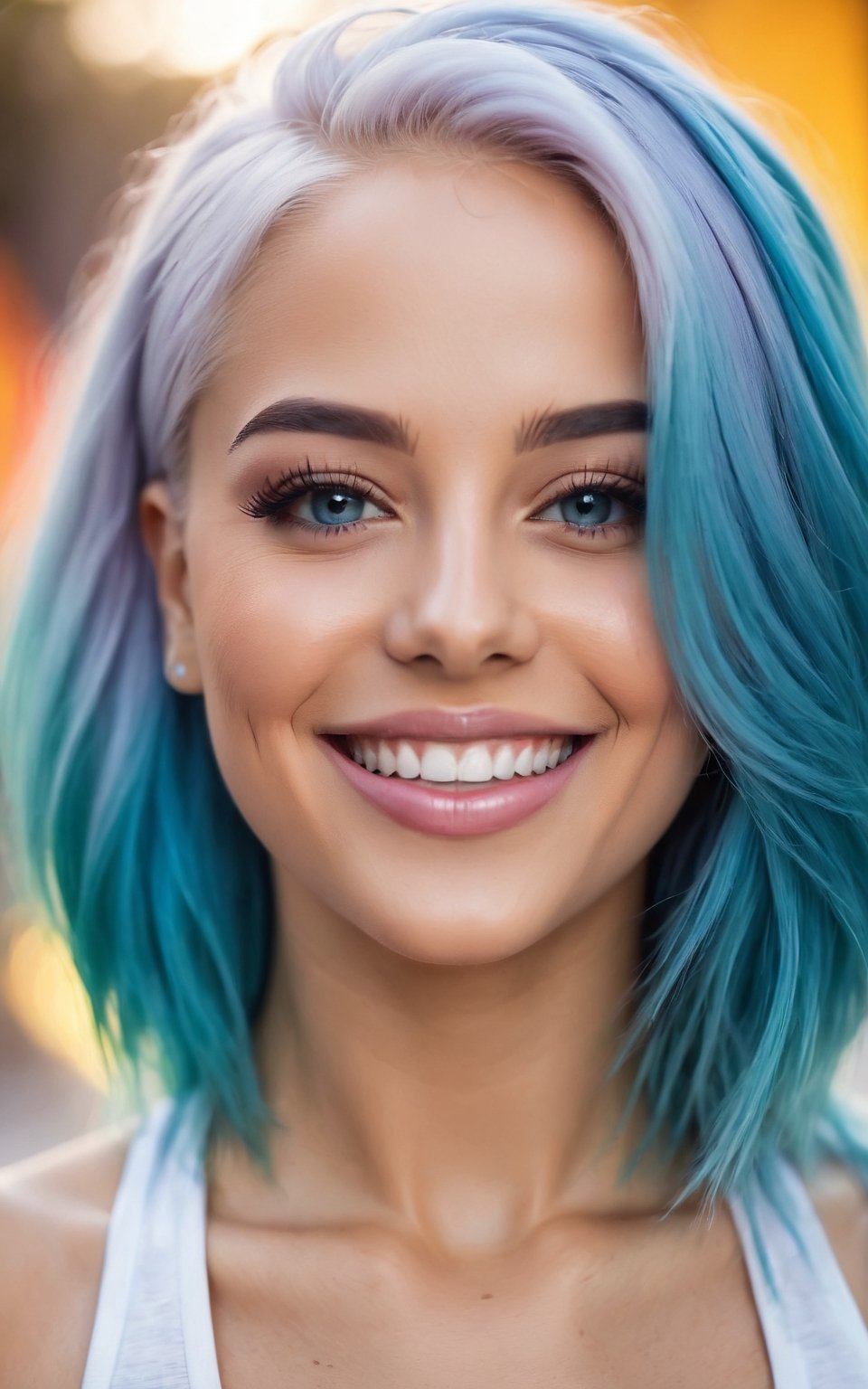 (best quality, 4k, 8k, highres, masterpiece:1.2), ultra-detailed, woman,blue hair,gym clothes,(best quality,highres:1.2),(vivid colors,colorful:1.1),(bokeh), (portraits),(studio lighting),(ultra-fine painting),(sharp focus),(extremely detailed eyes and face), (detailed lips),(beautiful detailed eyes),(long eyelashes), portrait 