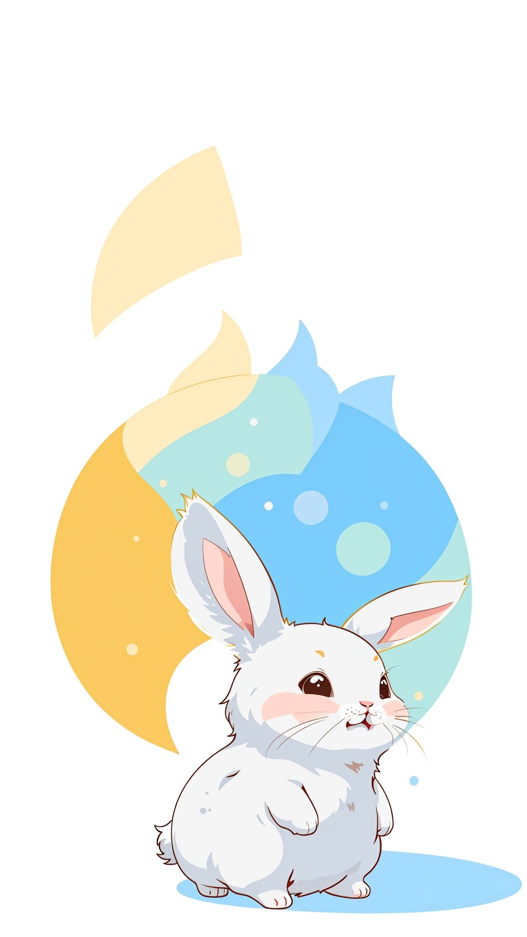 adorable rabbit character, simple, flat, 2D vector art, vector image, isometric, clean line art, background white, sticker, happy, kawaii