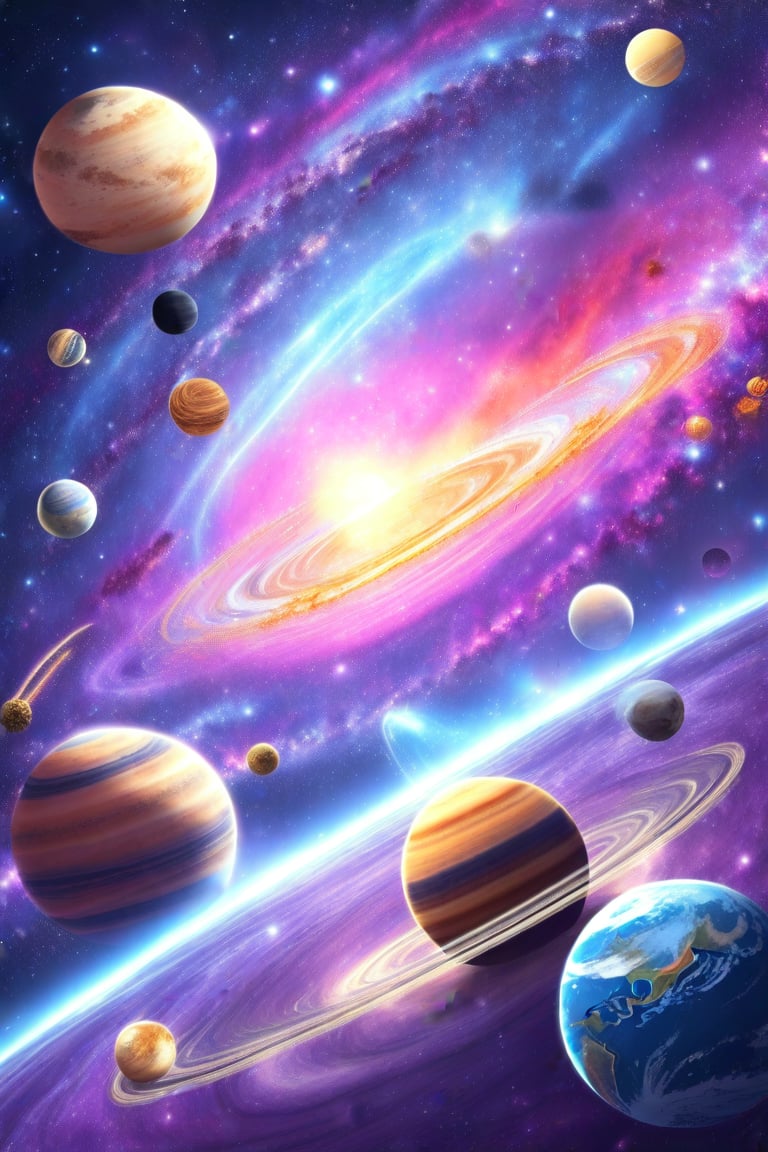 solar system with planets and other objects in outer space,outer space