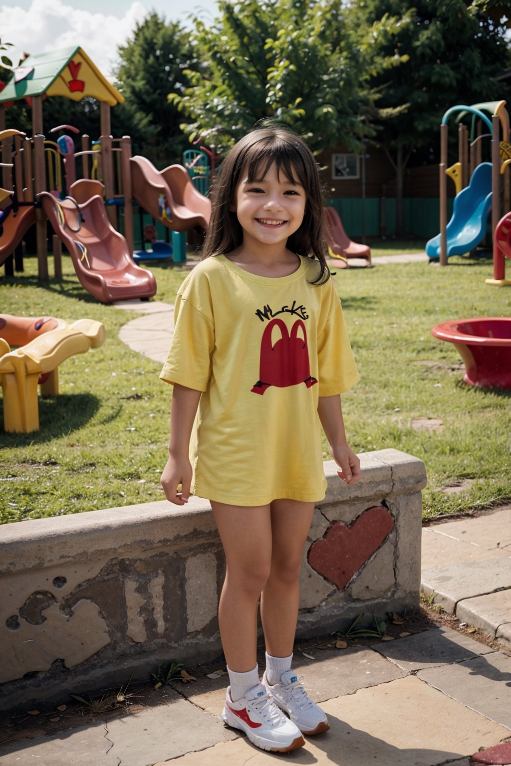 Compose a heartwarming story about a little girl who finds happiness in the McDonald's playground.