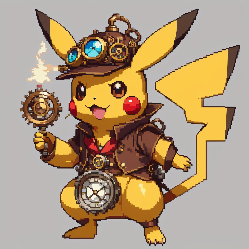 pikachu, HZ Steampunk,pixel,