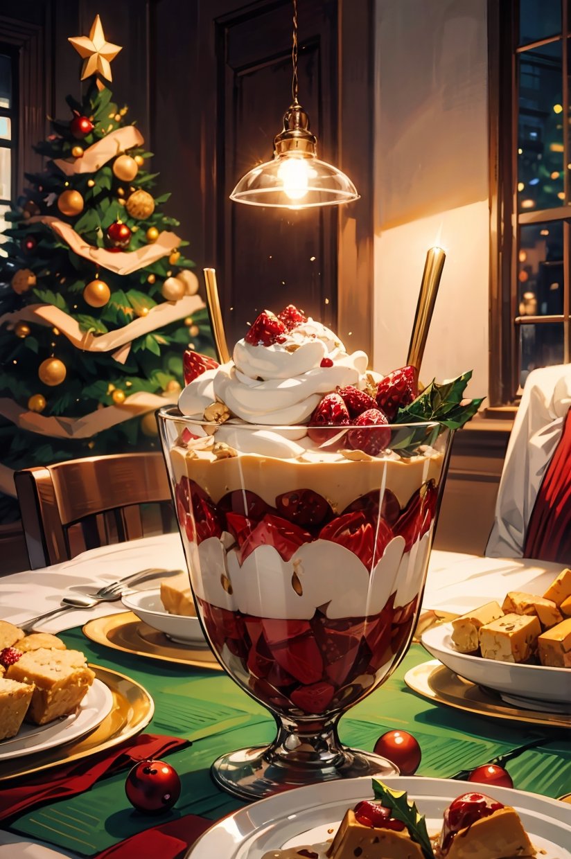 best quality, Parfait like poop, christmas table, Looks like it stinks