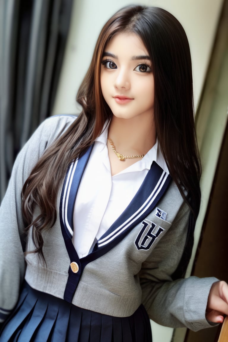 Beautifu Sexy HD full photo with college uniform standing.,gh3a