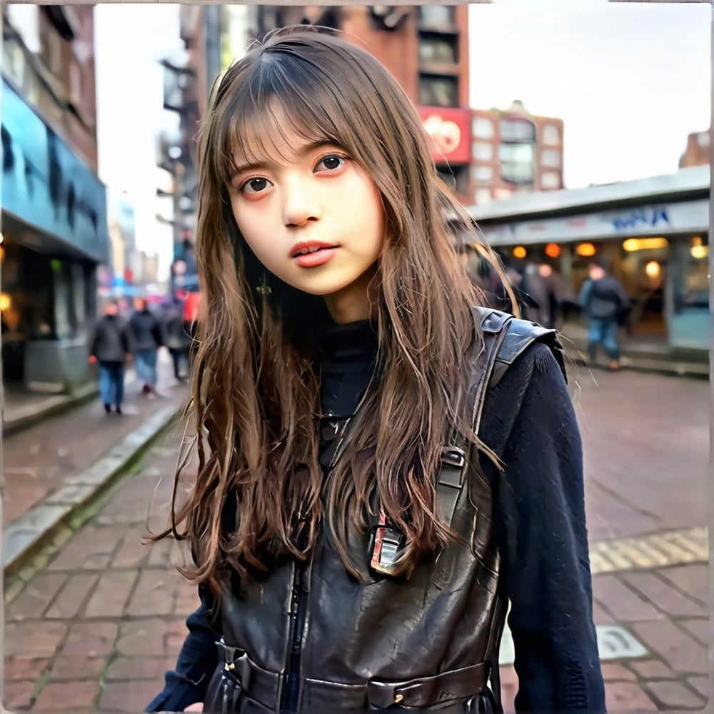 Masterpiece, Top Quality,  cinematic composition, sharp, details, hyper - detailed, hd, hdr, 4 k, 8k,  Fantasy, detail XL,High, Masterpiece, Top Quality,  cinematic composition, sharp, details, hyper - detailed, hd, hdr, 4 k, 8k,XL,hyperrealism, soft light, 

1 japanese girl, 18 years old, Facing camera,  long ratty brown hair, wearing a techno outfit   set in a cyberpunk world, shadow run world
