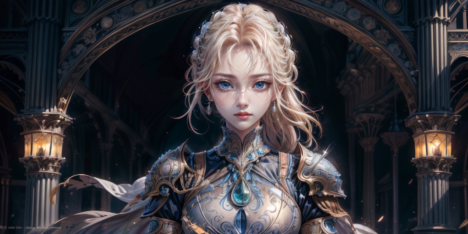 extra detailed, detailed anatomy, detailed face, detailed eyes, professional photography, beautiful 21 year old lady, knight, triumph parade, ceremonial armor, blue eyes, blonde, flowing hair