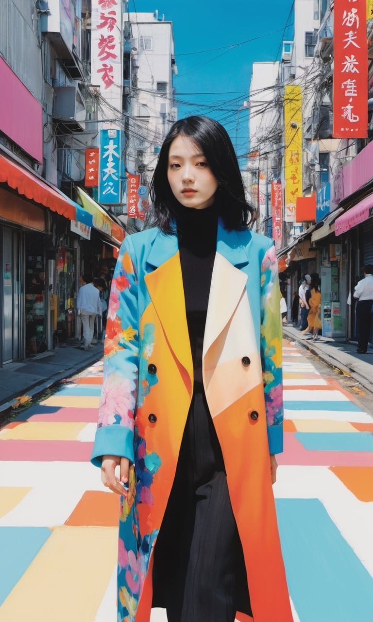 xxmixgirl,1 female, colorful fashion street by Masaaki Yuasa Harumi Hironaka,