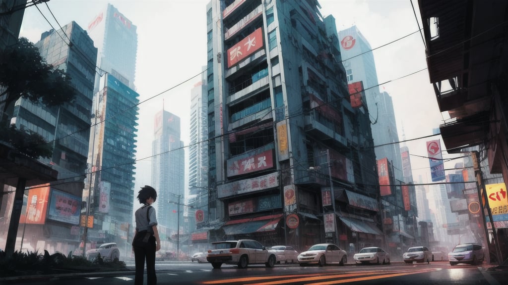 sky, twilight, anime, makoto shinkei, matte painting, bangkok, thailand, cyberpunk