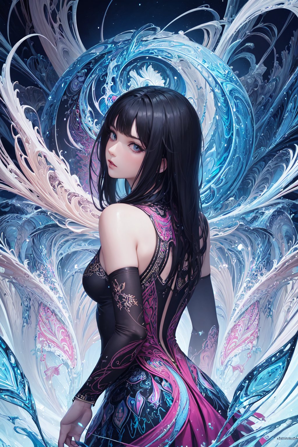 (masterpiece, top quality, best quality, official art, beautiful and aesthetic:1.2), (1girl), extreme detailed,(fractal art:1.3),colorful,highest detailed, no text, no logo