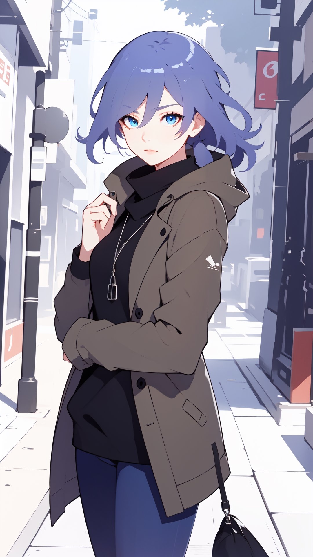 beautiful eyes,beautiful hair, White hair, Blue eyes, fashion girl, winter_clothes, ,fu hua