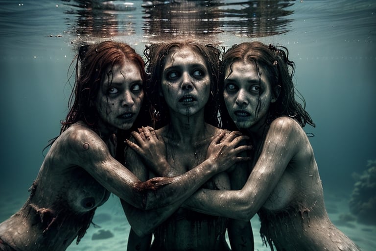 6 female dirty zombies hugging underwater, disturbed souls, rotten zombies version, under_water, love and sadness,
, hd, 8k, masterpiece, one light, realistic photography, hasselblad, raw, hiperrealism, medium format sensor camera, super prime cinema lens, (((filtered light))) , concret background, 