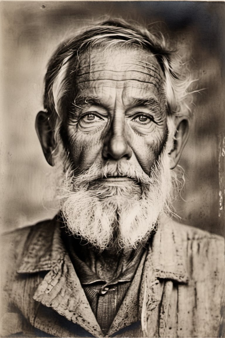 vogue mag themme, weathered,  elderly man, pen draw effect,  deep creases,  time-worn,  weather-beaten,  aged appearance,  rugged jawline,  thick salt-and-pepper beard,  stubble,  solitude etched on his face,  contemplative expression,  intense gaze,  visible signs of a life well-lived,  intricate network of scars and blemishes,  intricate mechanical structures peeking through damaged skin,  complex system of artificial nerves,  intertwining wires and circuits,  eyes filled with profound wisdom,  wrinkles etched deeply,  weariness evident in his features,  tears glistening in his eyes,  hyper-realistic portrayal,  close-up view emphasizing every detail, 