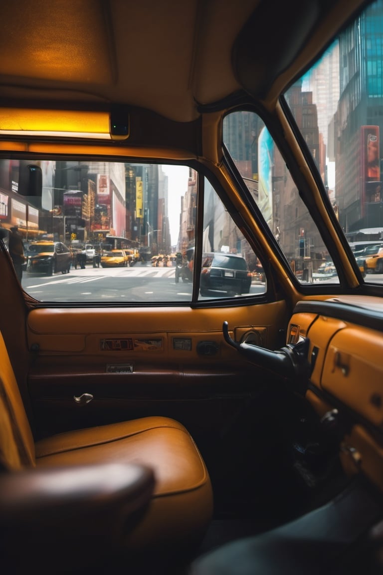 RAW natural photo Of (((interior))) taxi of new york
, only one light cenital chimera, day advertising shooting, realistic photograph, sharp focus, depth of field, shoot, ,side shot, side shot, ultrahd, realistic, vivid colors, highly detailed, perfect composition, 8k, photorealistic concept art, soft natural volumetric cinematic perfect light,booth,food focus, UP THE CAMERA
