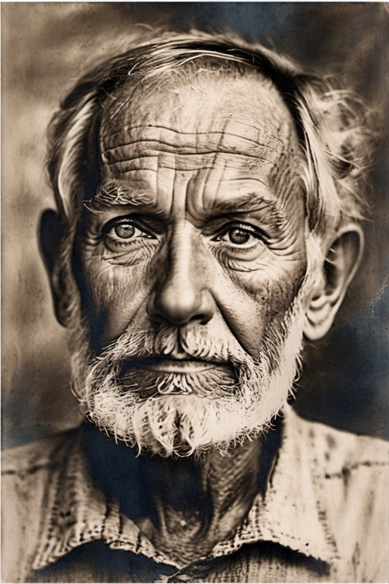 vogue mag theme, total nude, weathered,  elderly man, pen draw effect,  deep creases,  time-worn,  weather-beaten,  aged appearance,  rugged jawline,  thick salt-and-pepper beard,  stubble,  solitude etched on his face,  contemplative expression,  intense gaze,  visible signs of a life well-lived,  intricate network of scars and blemishes,  intricate mechanical structures peeking through damaged skin,  complex system of artificial nerves,  intertwining wires and circuits,  eyes filled with profound wisdom,  wrinkles etched deeply,  weariness evident in his features,  tears glistening in his eyes,  hyper-realistic portrayal,  close-up view emphasizing every detail, 