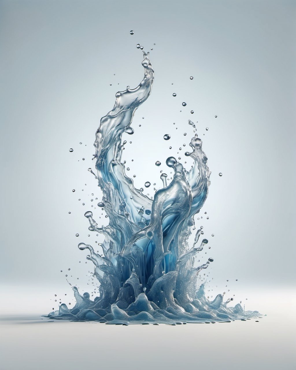 blue fuel TRANSPARENT liquid splash, white background, particles
