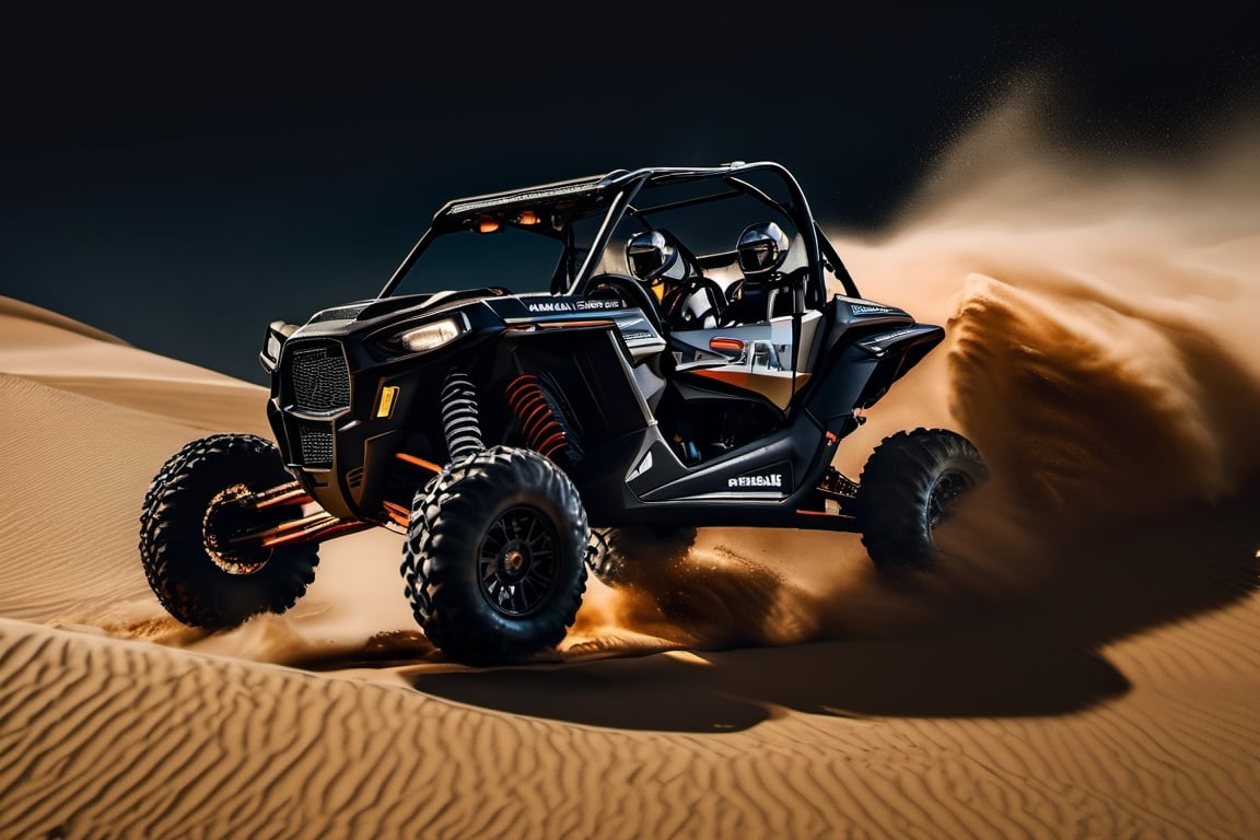 RAW natural photo OF PolarisRZR with pilot
, running in dunes in desert, day advertising shooting (((infinite black  background))) , realistic photograph, sharp focus, depth of field, shoot, ,side shot, side shot, ultra hd, realistic, vivid colors, highly detailed, perfect composition, 8k artistic photography, photorealistic concept art, soft natural volumetric cinematic perfect light, black background studio, ADVERTISING SHOT
,mecha,robot