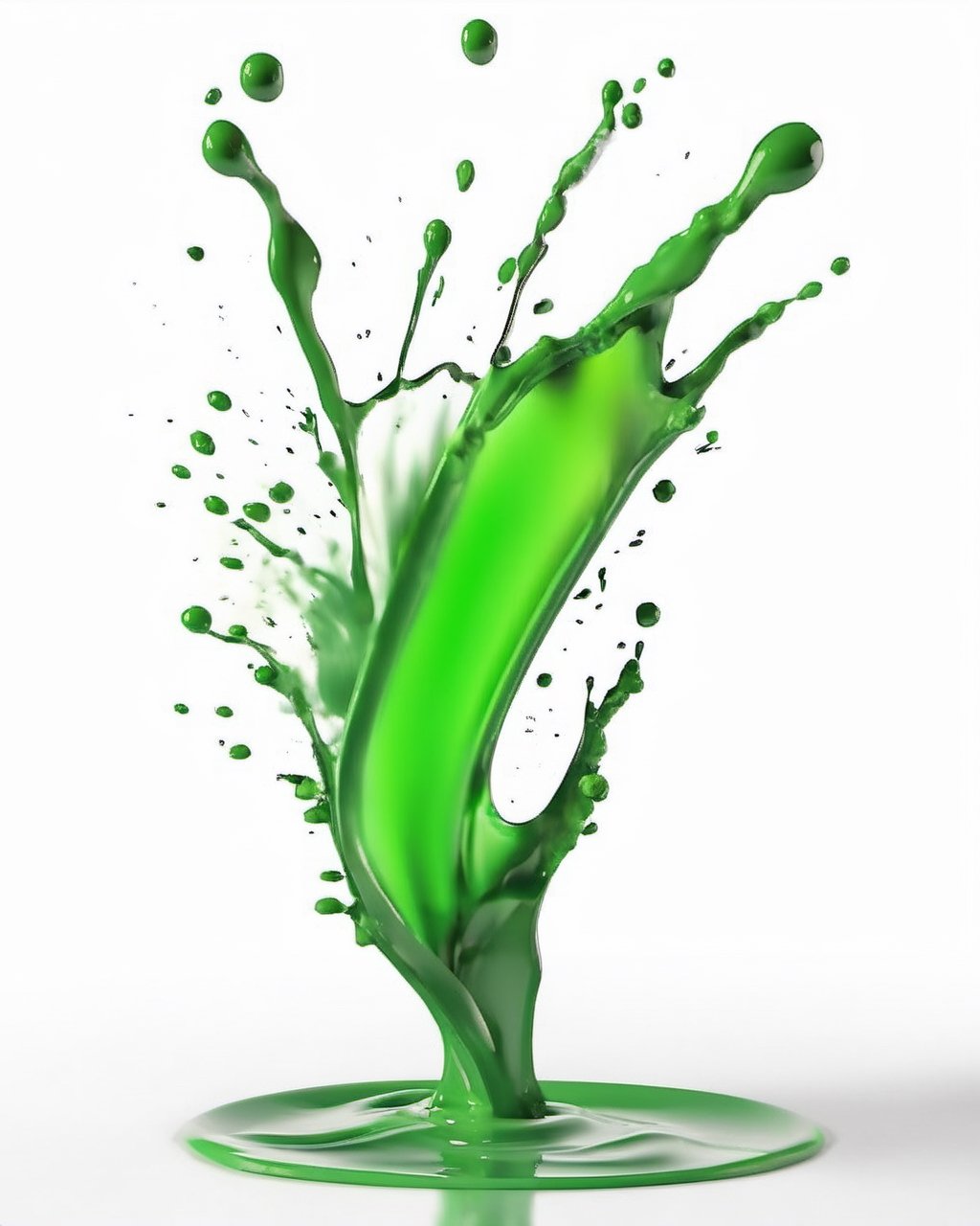 green fuel liquid splash, white background
