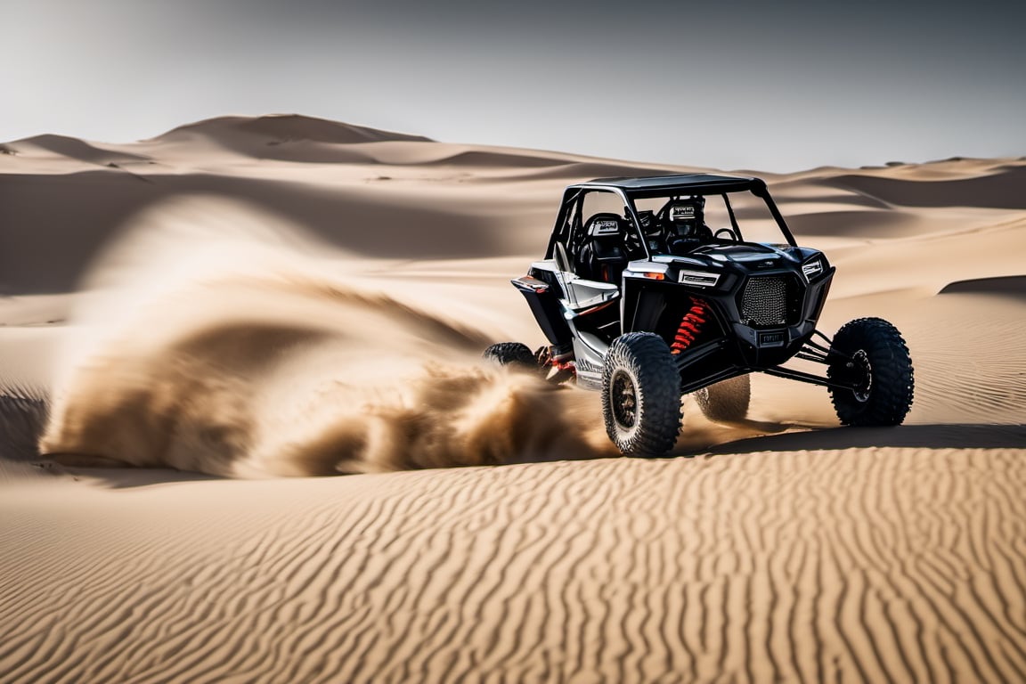 RAW natural photo OF PolarisRZR, running in dunes in desert, day advertising shooting (((infinite black  background))) , realistic photograph, sharp focus, depth of field, shoot, ,side shot, side shot, ultra hd, realistic, vivid colors, highly detailed, perfect composition, 8k artistic photography, photorealistic concept art, soft natural volumetric cinematic perfect light, black background studio, ADVERTISING SHOT
,mecha,robot