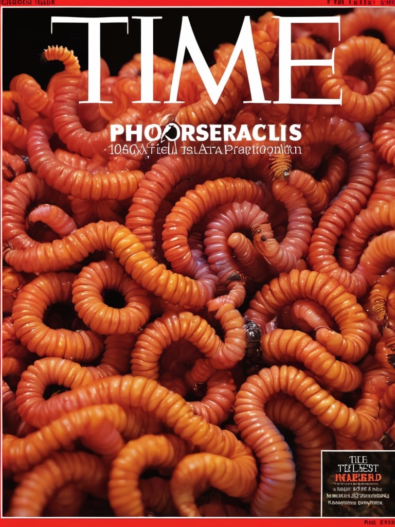 50 photorealistic cwormss, masterpiece, 8k, field depth, saturated colors
,time magazine